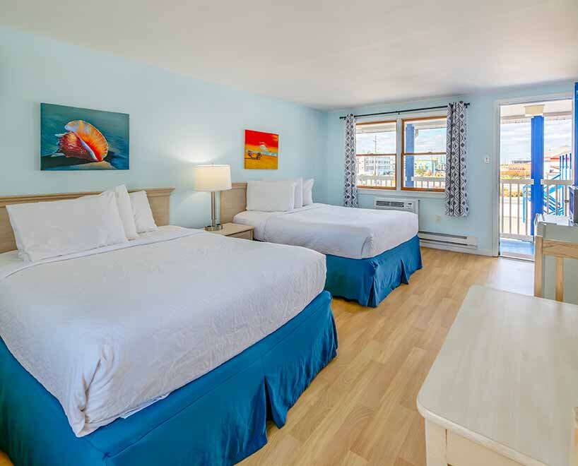 long beach island hotel room with two beds